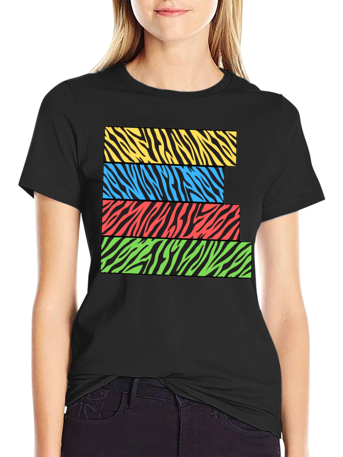 Zebra Stripe Stacked Graphic T-Shirt