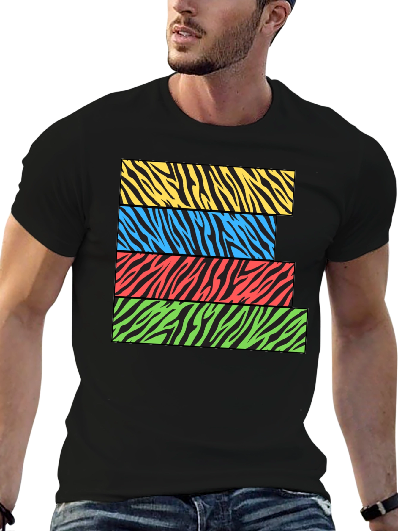 Zebra Stripe Stacked Graphic T-Shirt