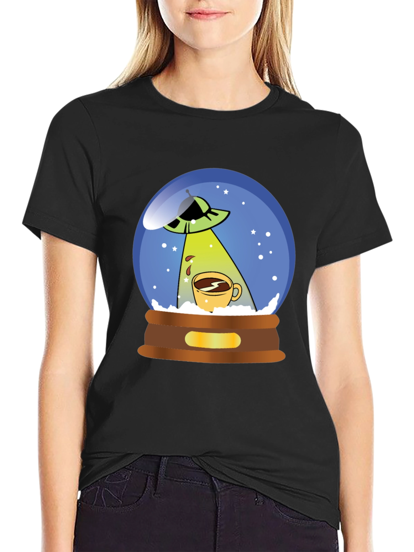 UFO Coffee Abduction T-Shirt - Novelty Graphic Tee
