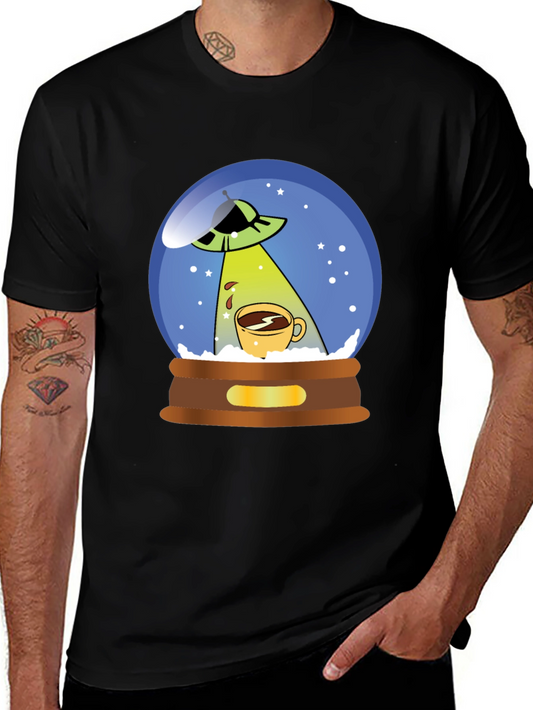 UFO Coffee Abduction T-Shirt - Novelty Graphic Tee