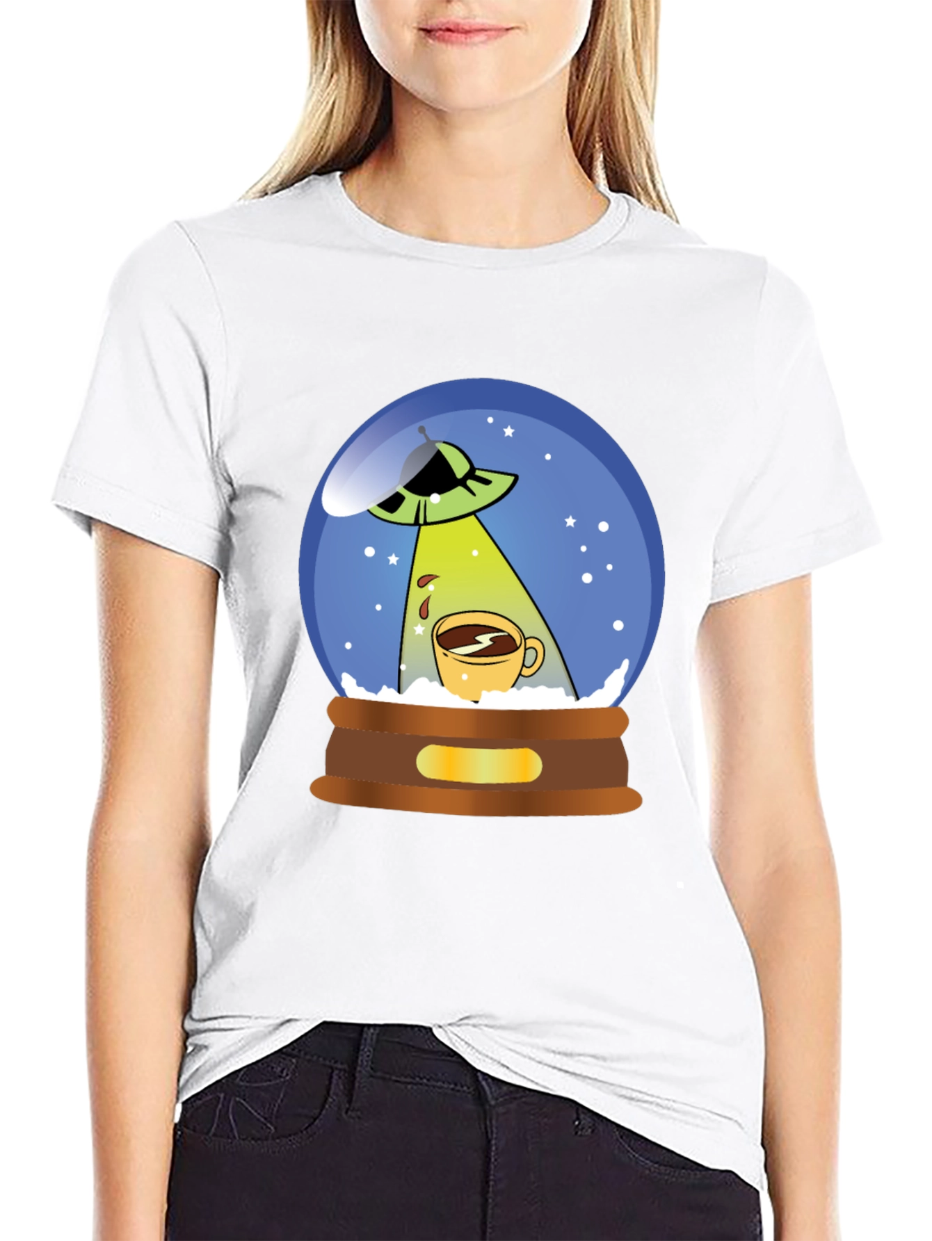 UFO Coffee Abduction T-Shirt - Novelty Graphic Tee