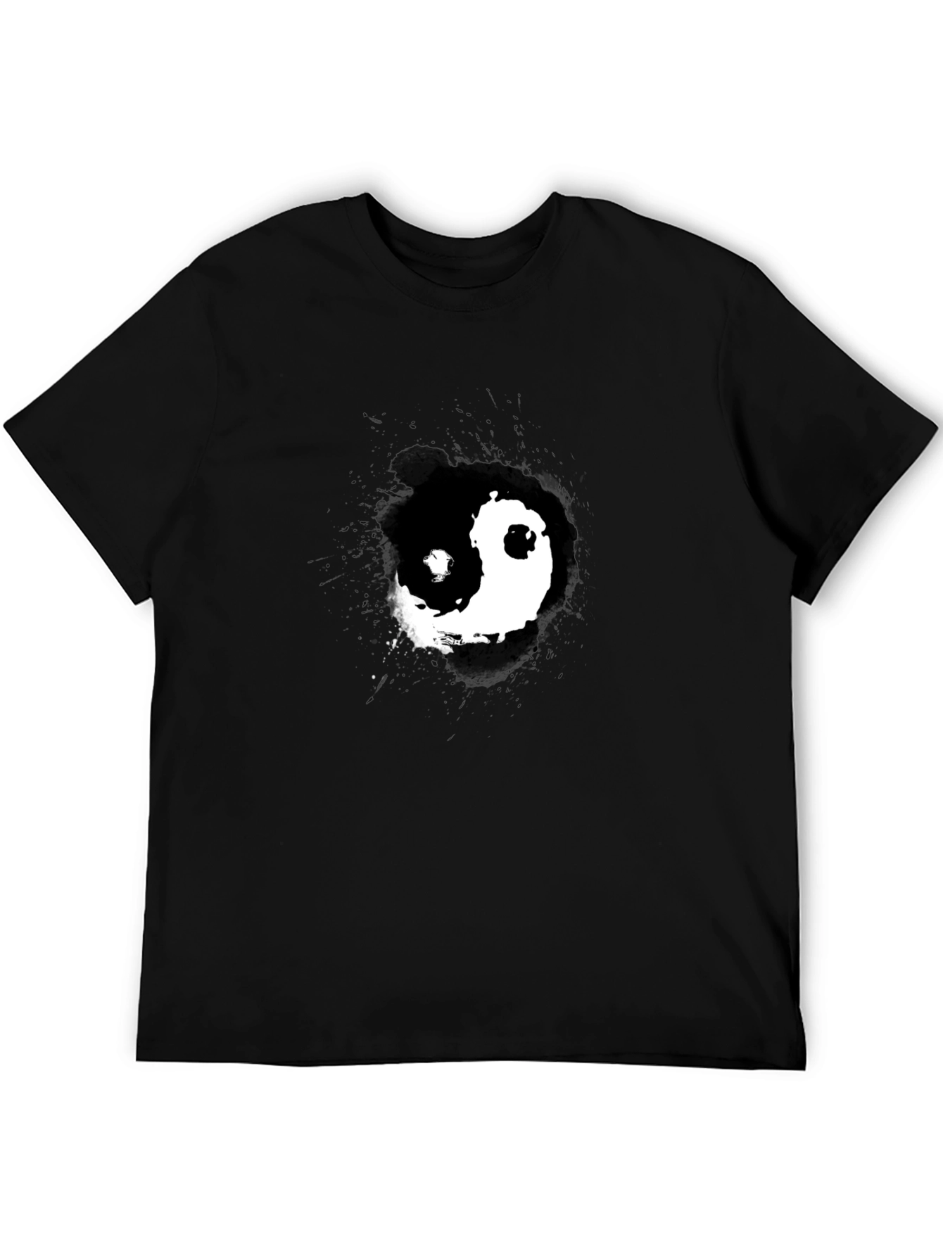 Yin Yang Graphic Print Black T-Shirt
