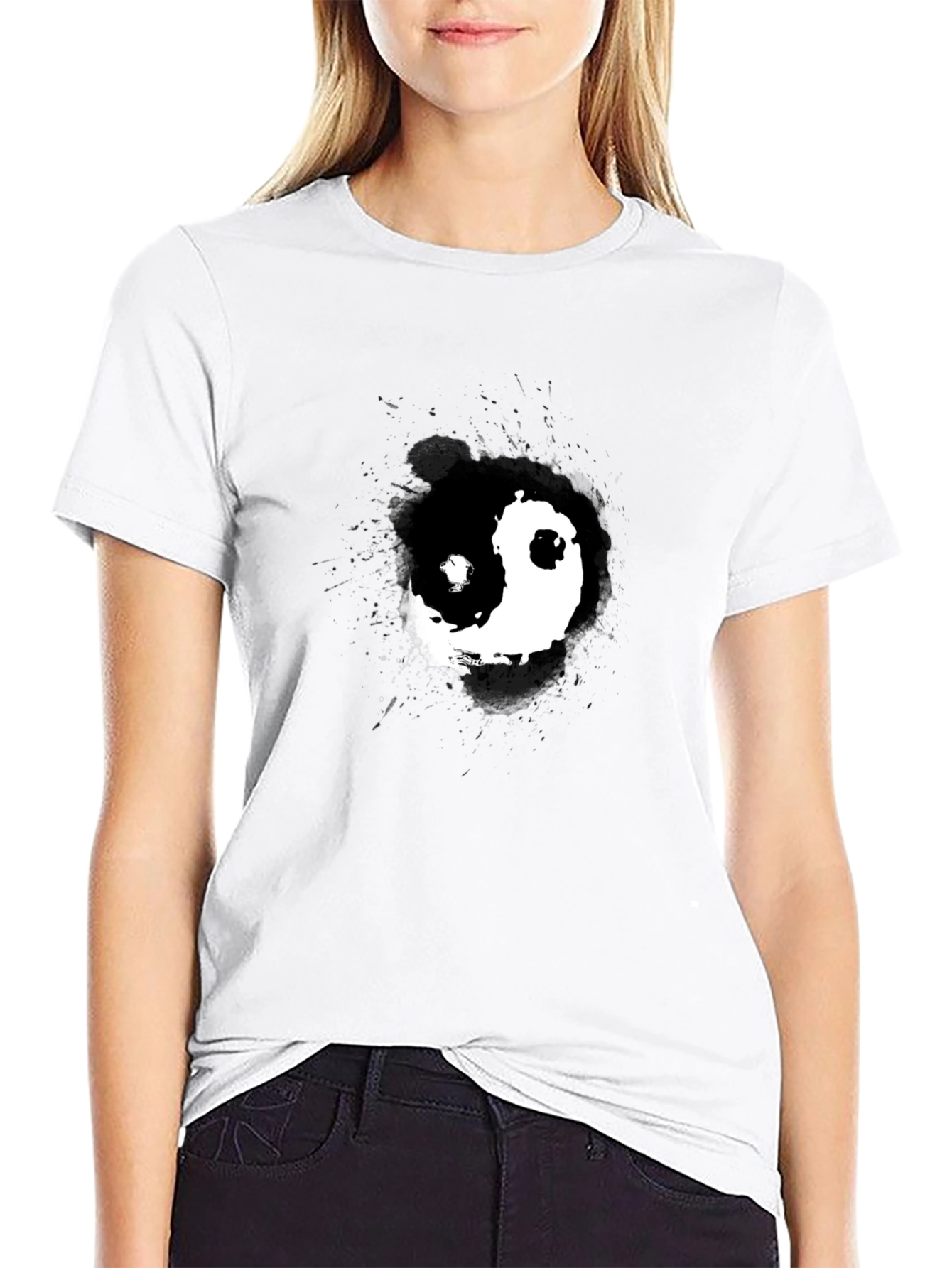 Yin Yang Graphic Print Black T-Shirt