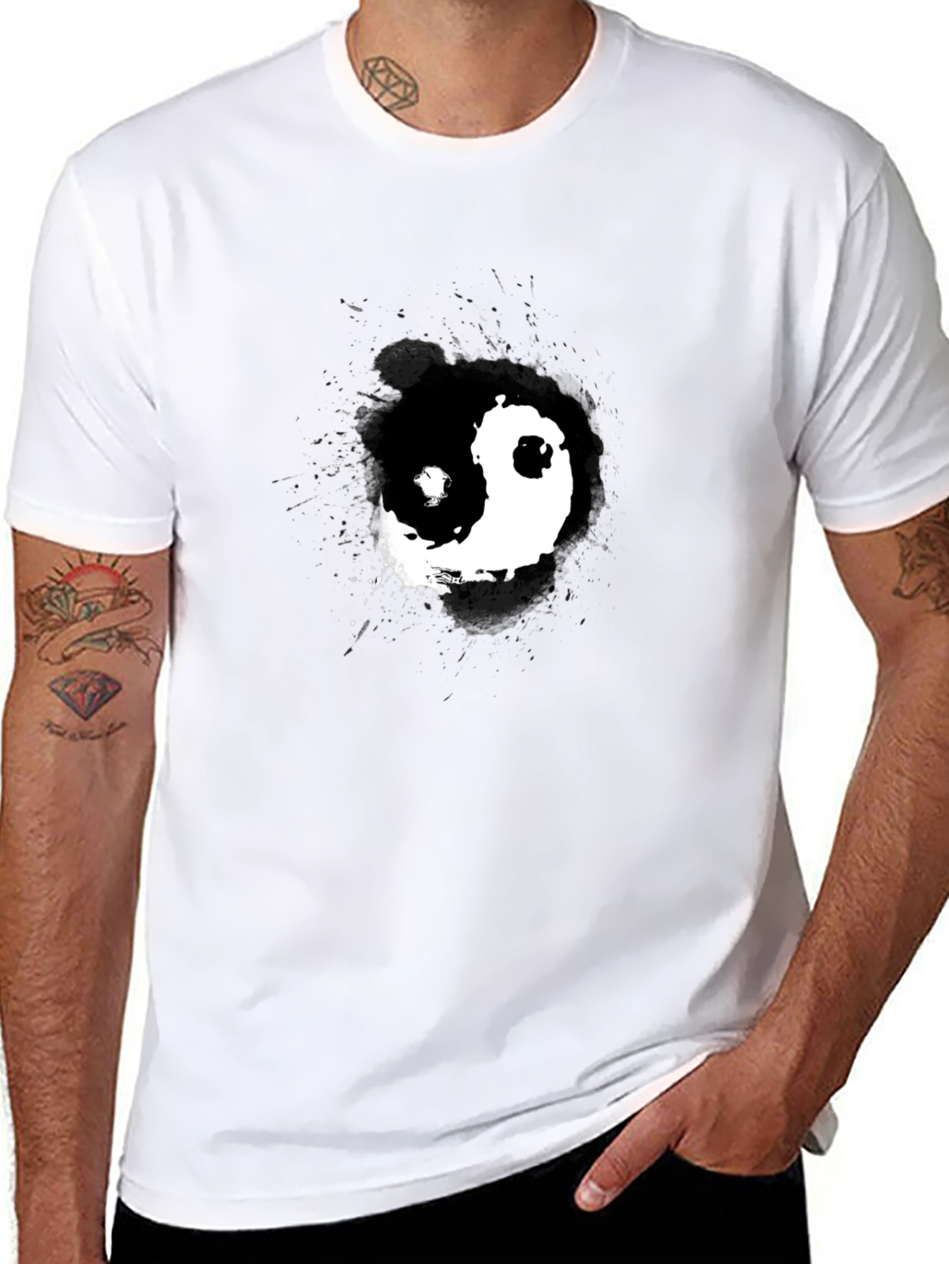 Yin Yang Graphic Print Black T-Shirt