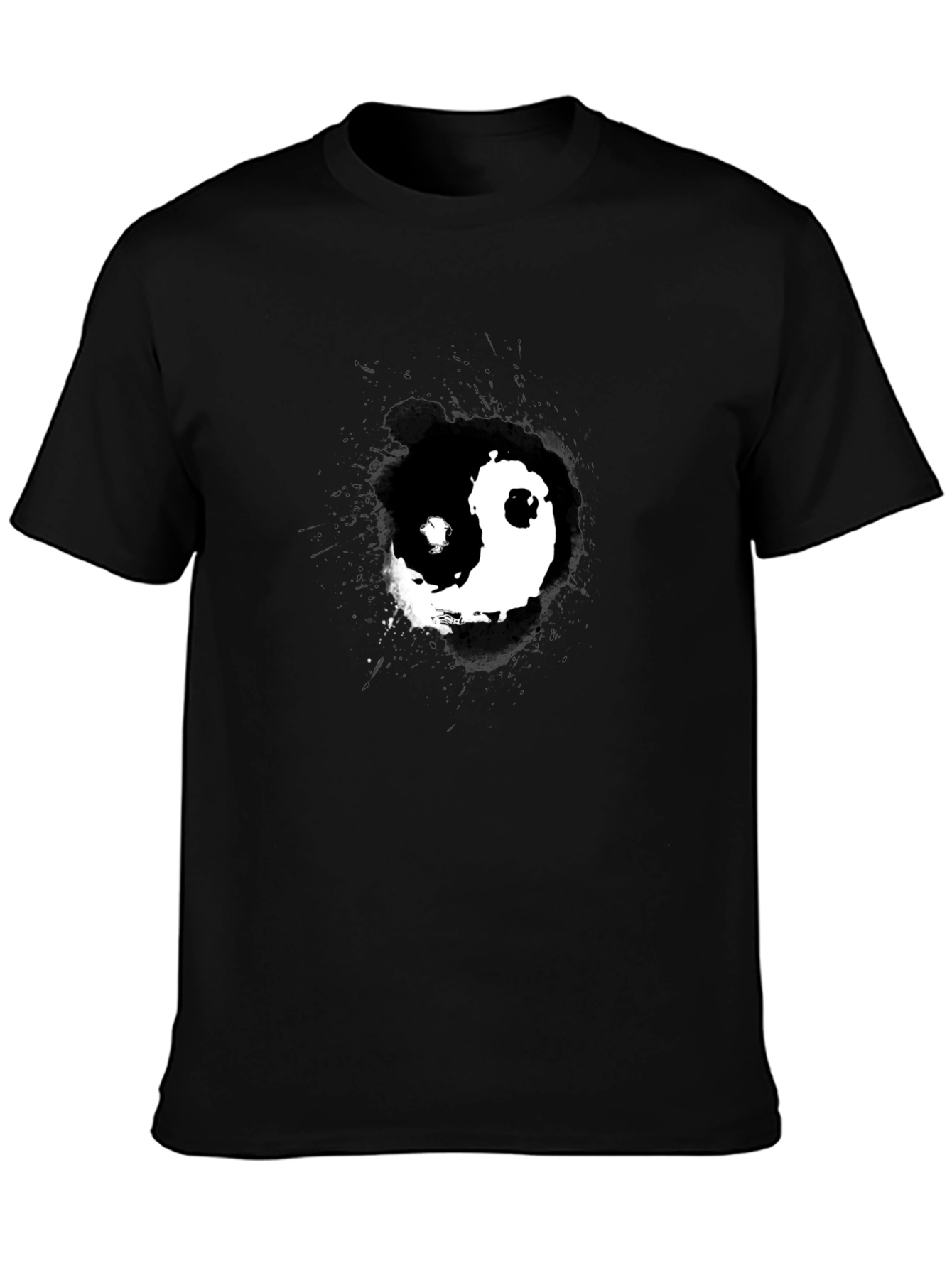 Yin Yang Graphic Print Black T-Shirt