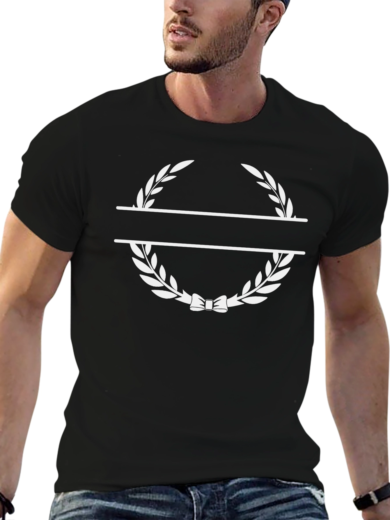 Monogram Laurel Wreath Black T-Shirt