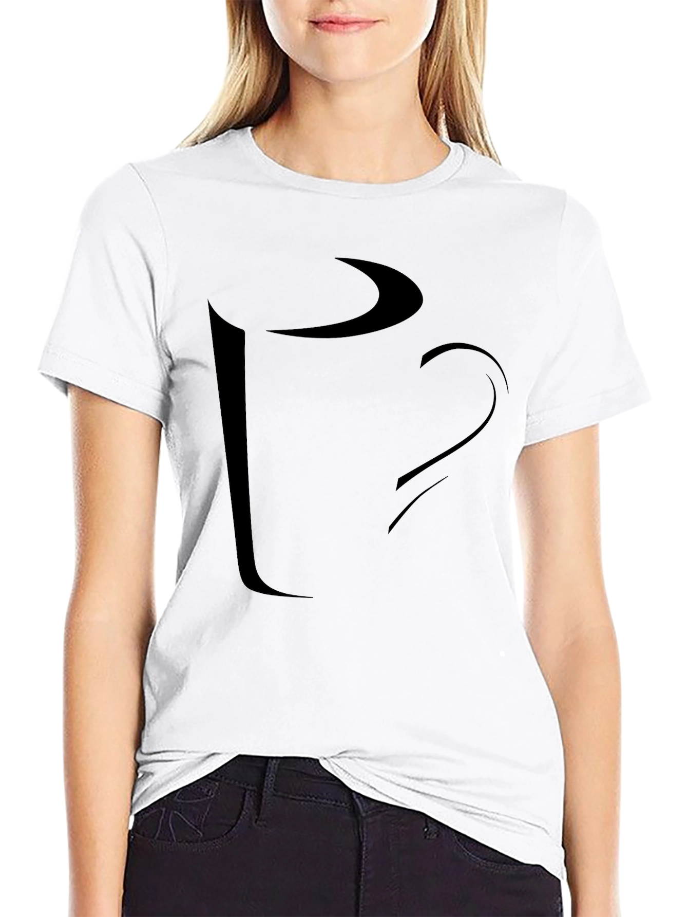 Abstract Coffee Cup Graphic Tee - Casual Black T-Shirt