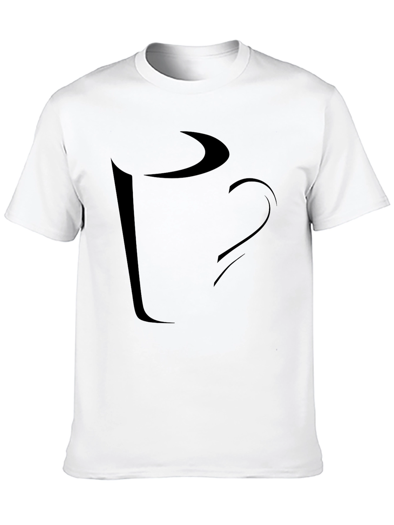 Abstract Coffee Cup Graphic Tee - Casual Black T-Shirt