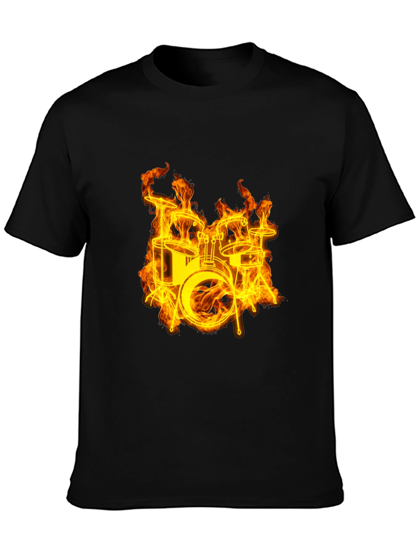 Flaming Drums Black T-Shirt