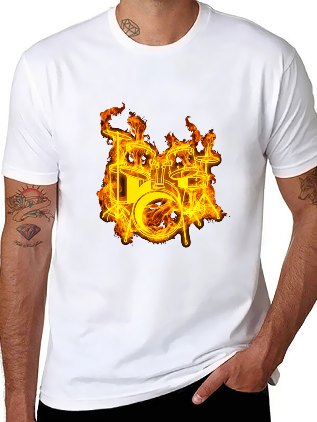 Flaming Drums Black T-Shirt