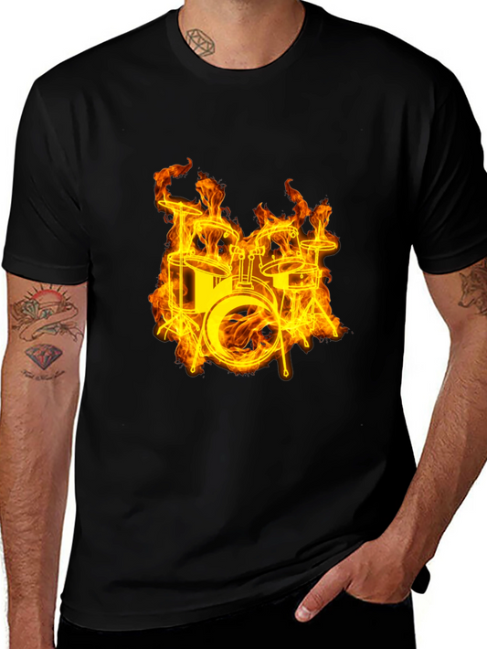 Flaming Drums Black T-Shirt