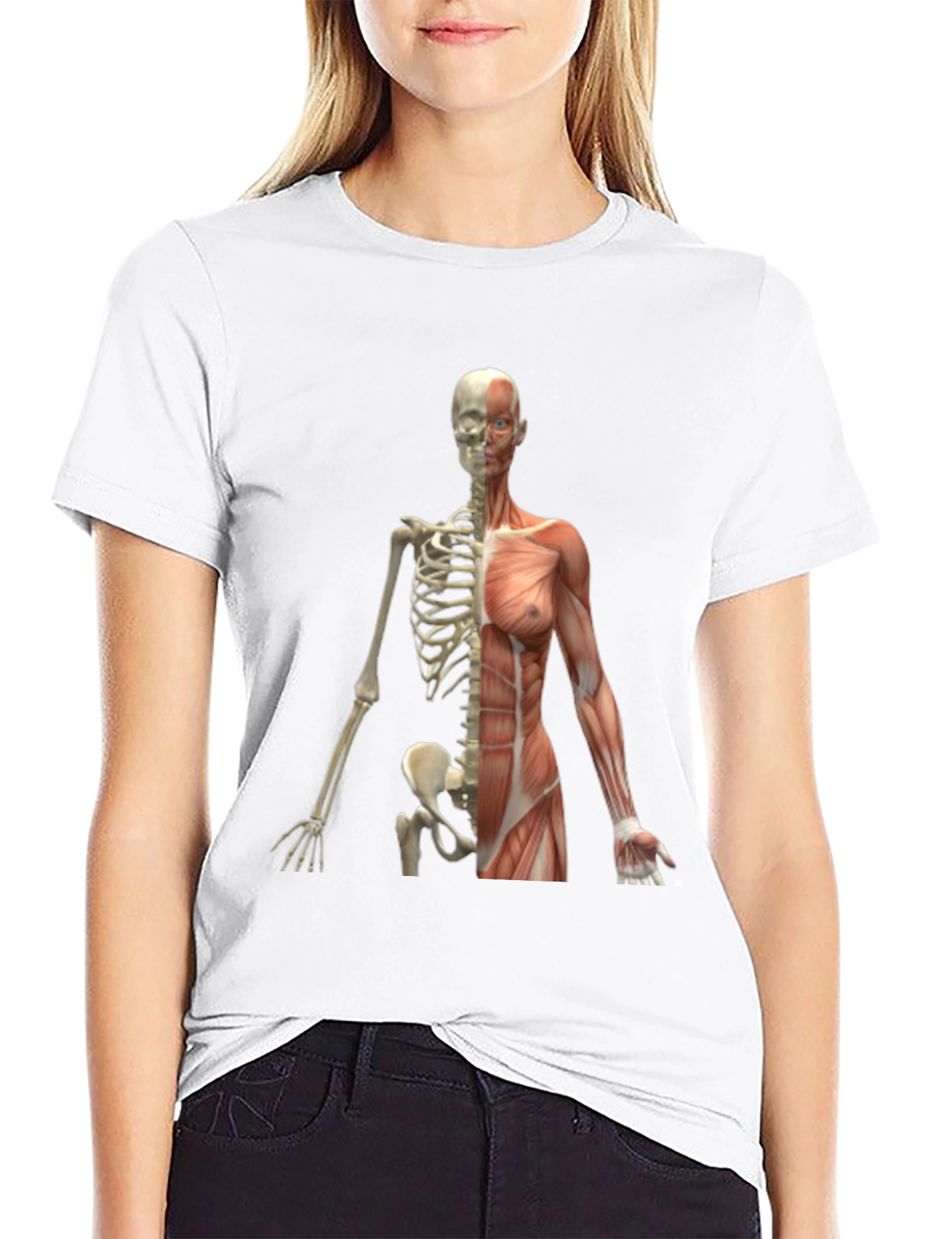 Anatomy Skeleton and Muscle Print Black T-Shirt