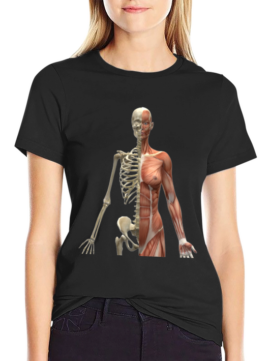 Anatomy Skeleton and Muscle Print Black T-Shirt