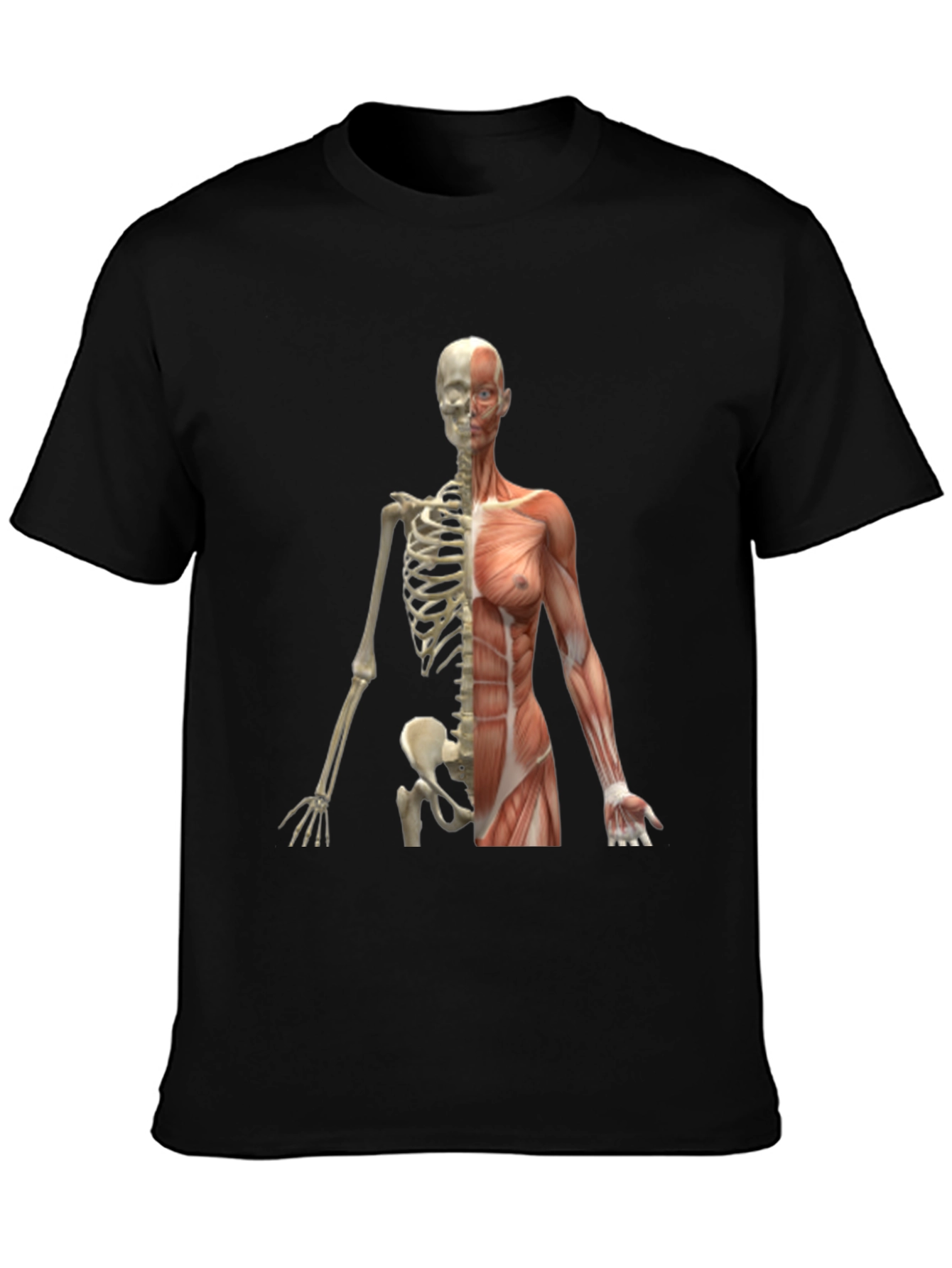 Anatomy Skeleton and Muscle Print Black T-Shirt