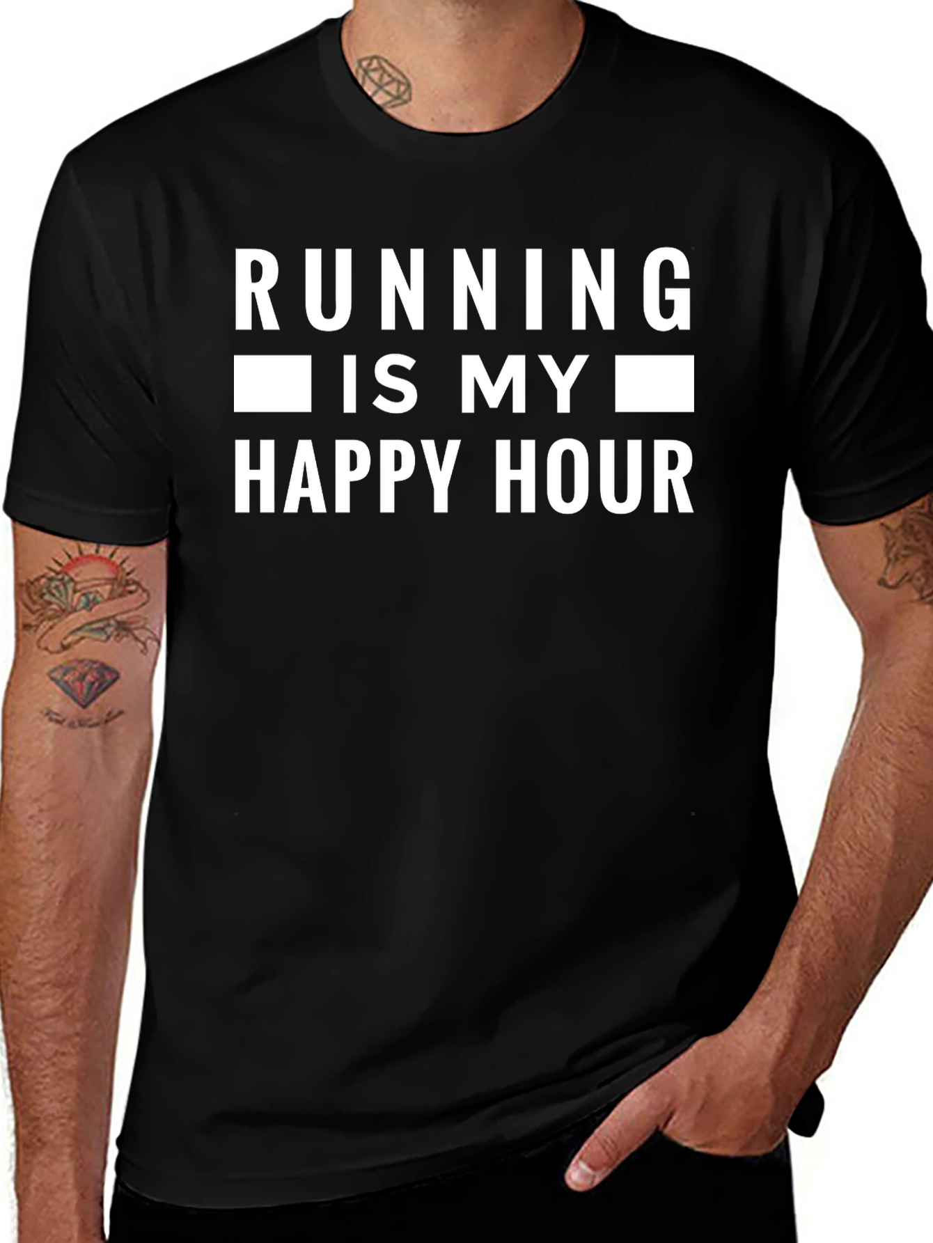 Running is My Happy Hour Black T-Shirt