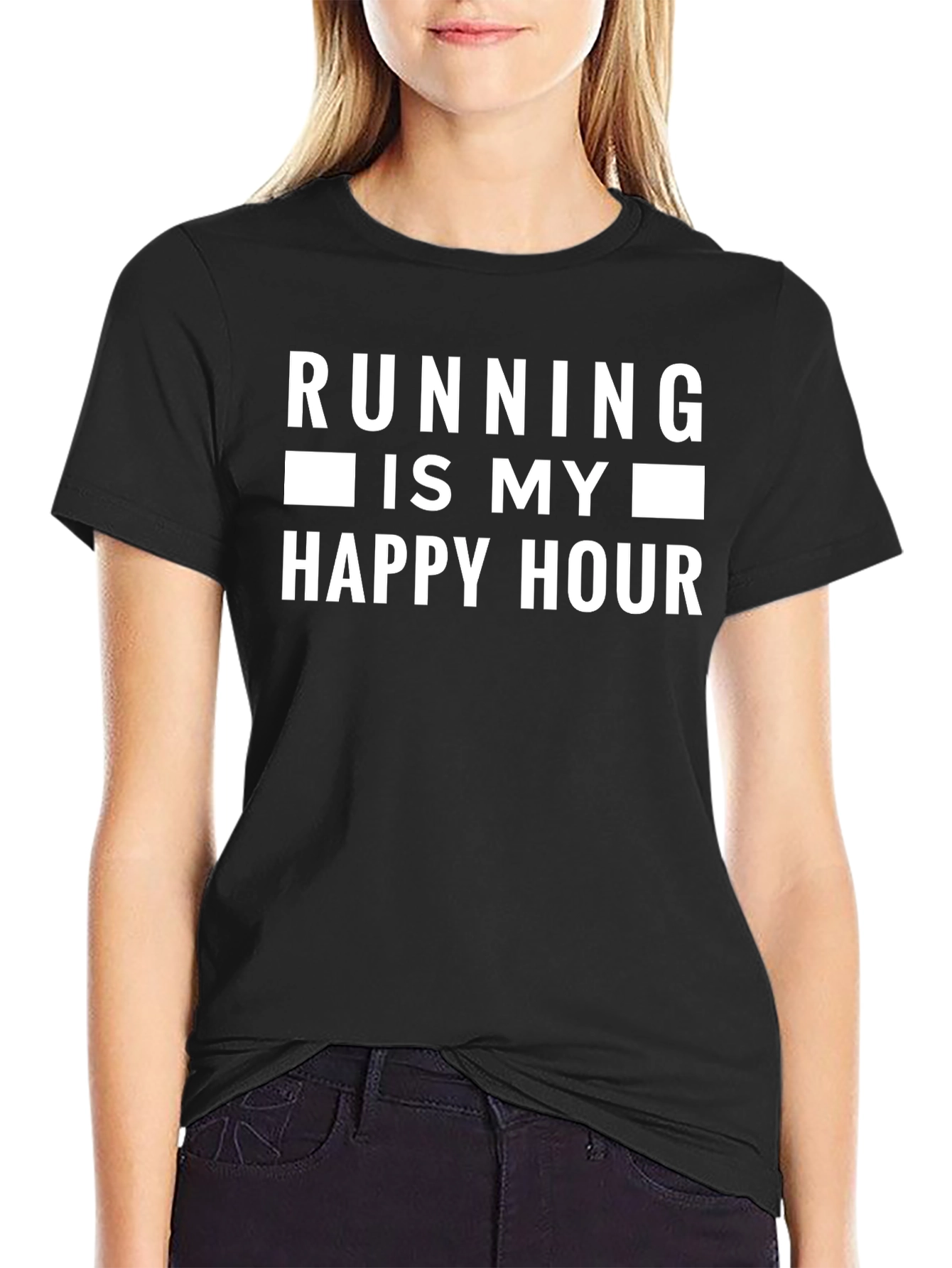 Running is My Happy Hour Black T-Shirt