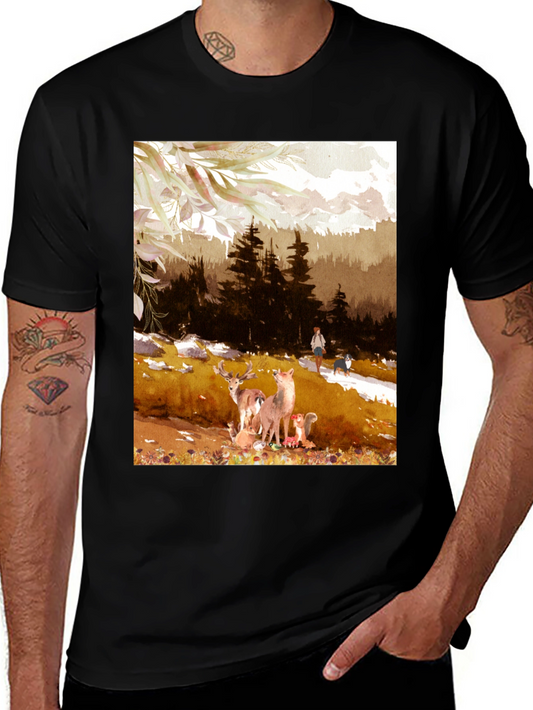 Nature Scene Graphic Tee - Black