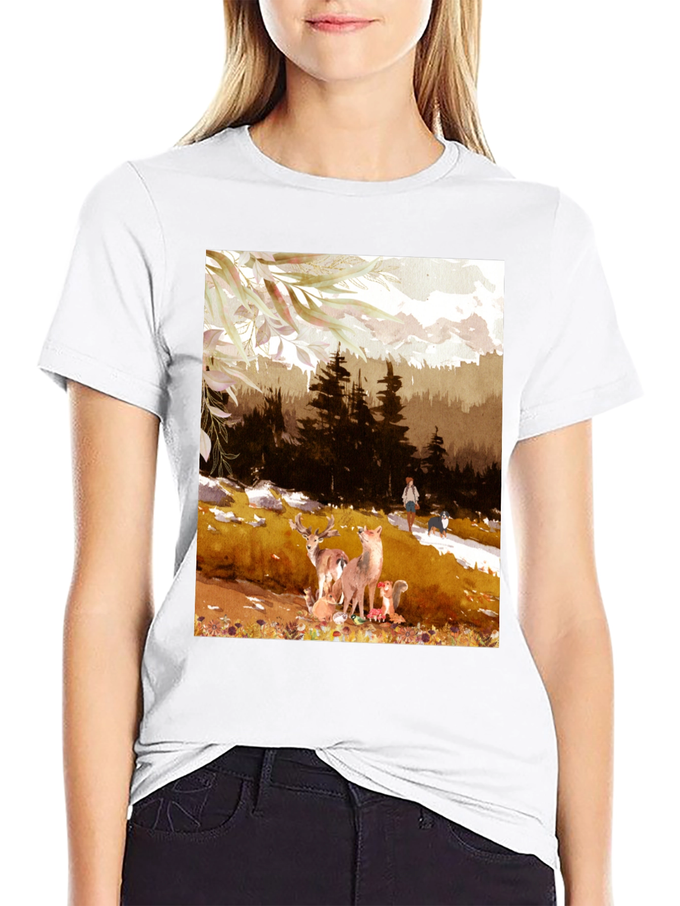 Nature Scene Graphic Tee - Black