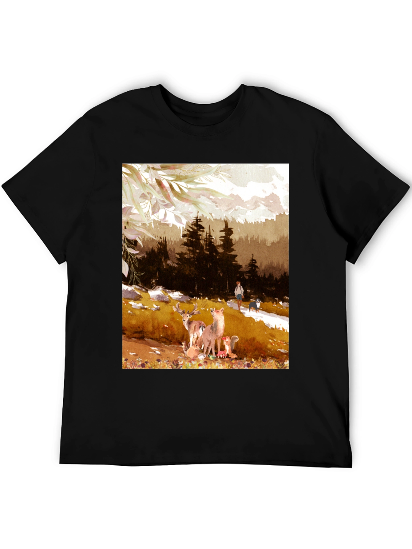 Nature Scene Graphic Tee - Black