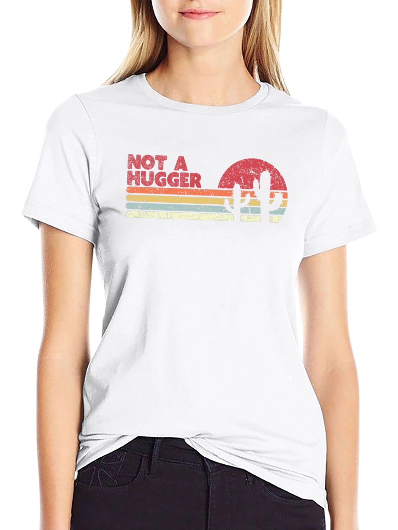Not a Hugger Retro T-Shirt Cactus Sunset