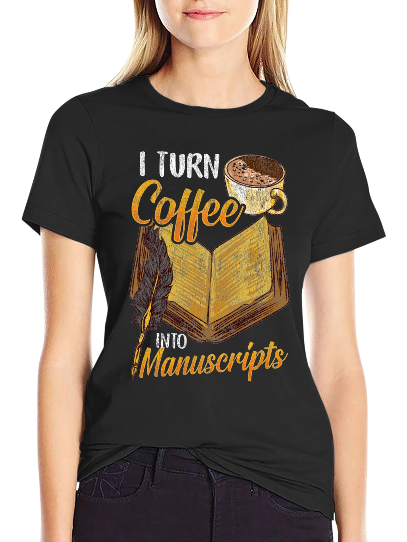 Coffee & Manuscripts Graphic Tee - Writers Essential