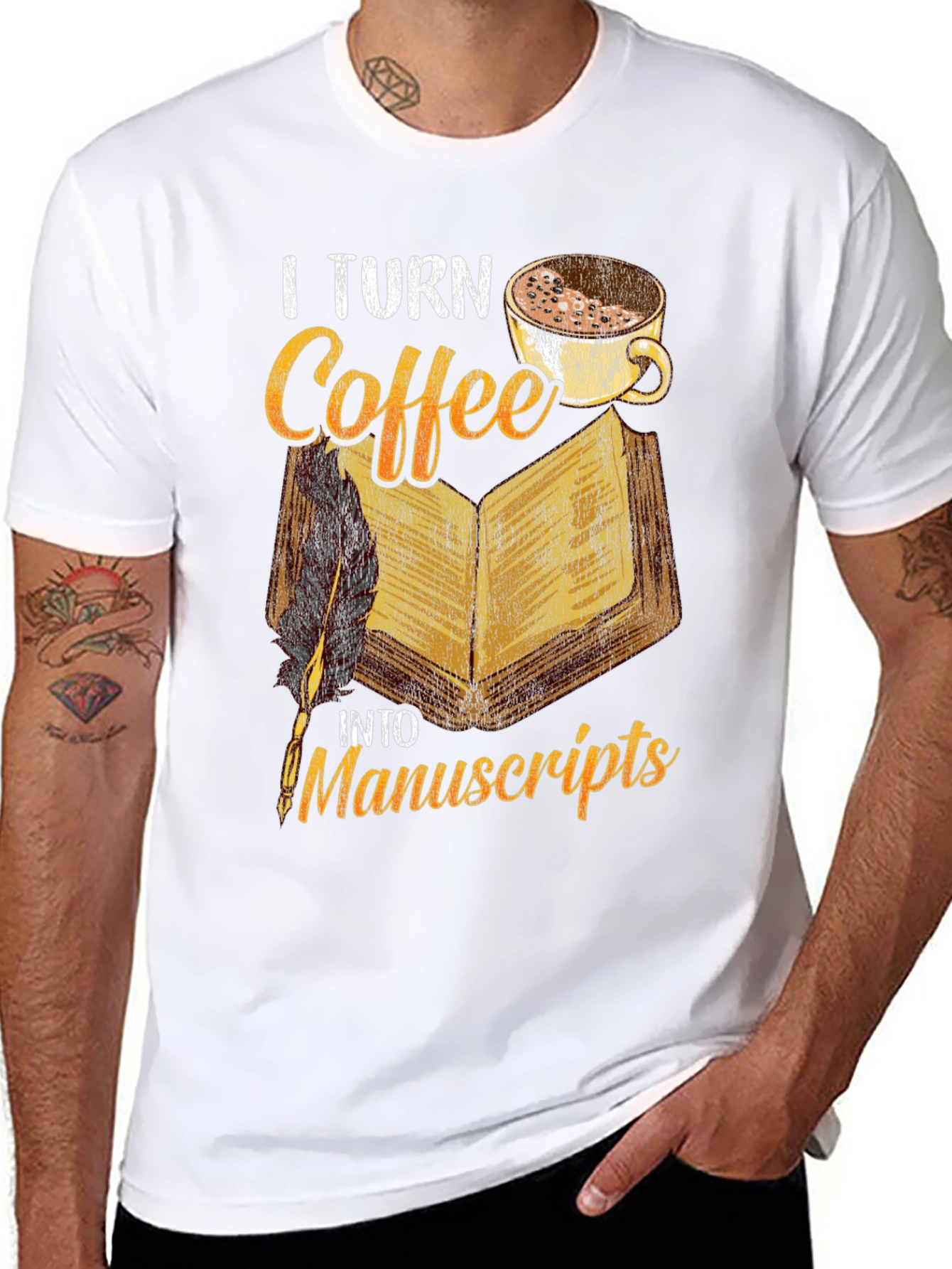 Coffee & Manuscripts Graphic Tee - Writers Essential