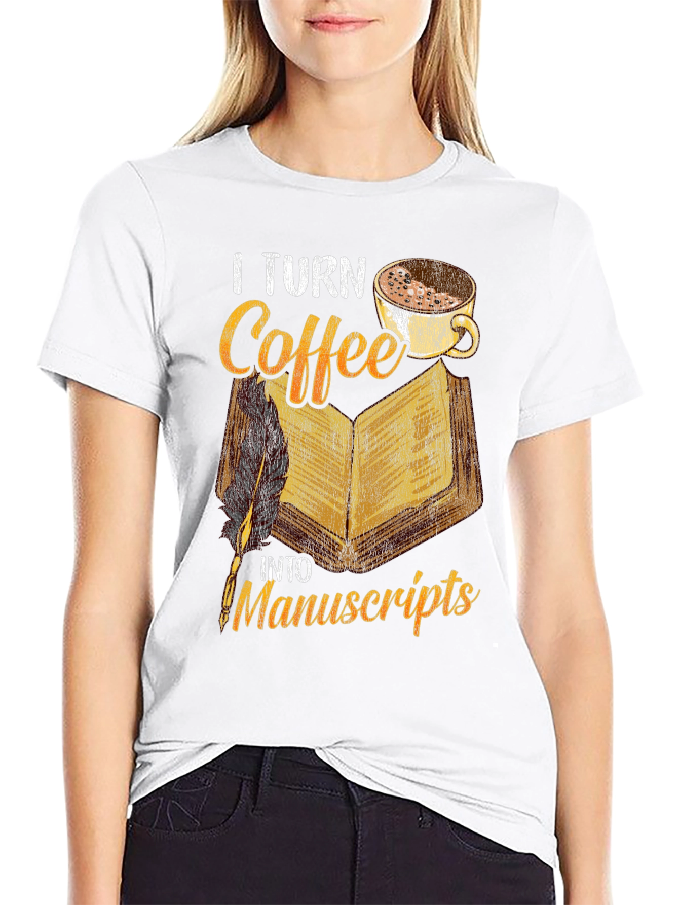 Coffee & Manuscripts Graphic Tee - Writers Essential