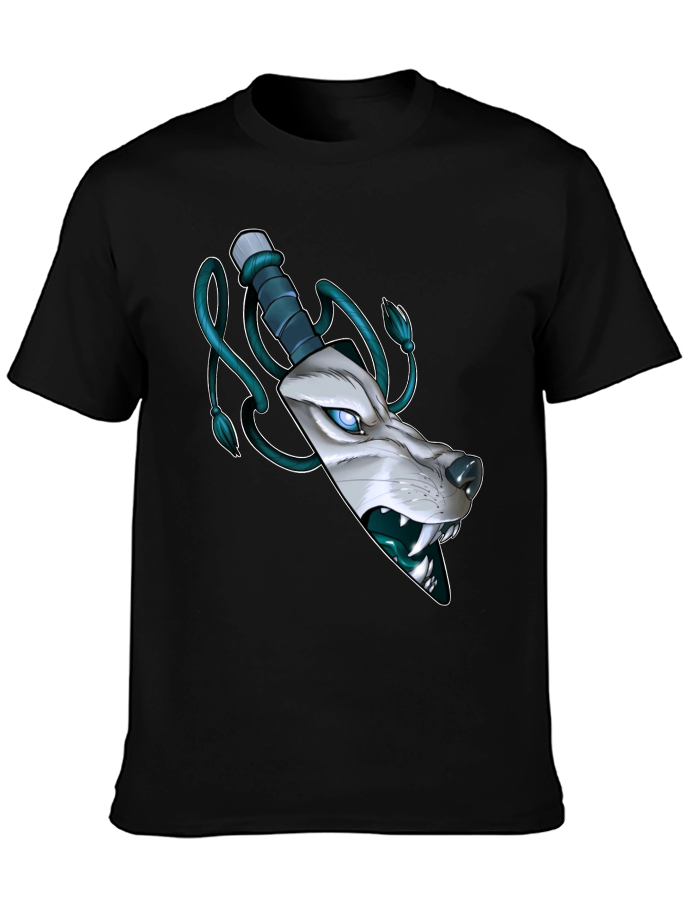 Wolf Knife Graphic Tee - Mens Black T-Shirt