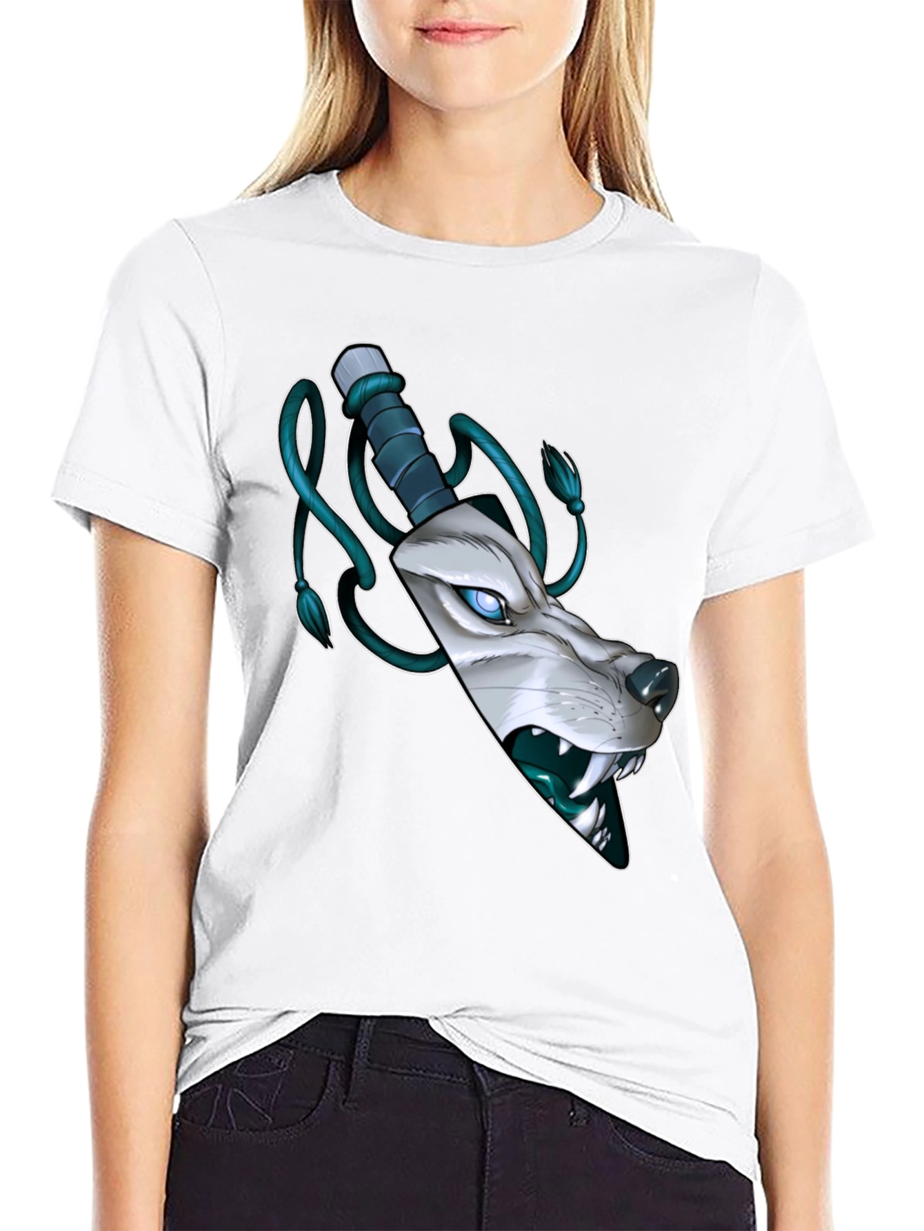 Wolf Knife Graphic Tee - Mens Black T-Shirt