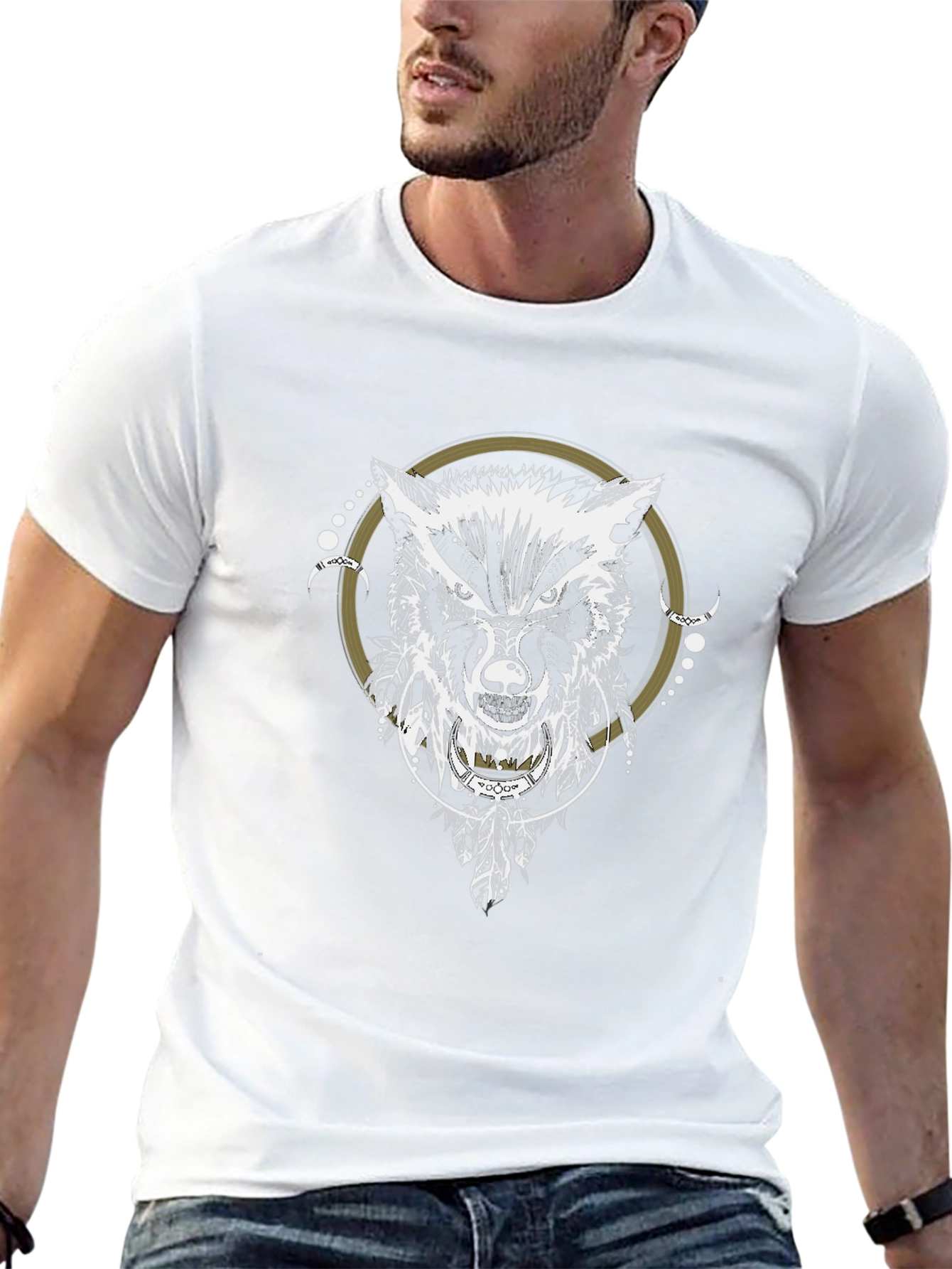 Wolf Dreamcatcher Graphic Tee - Stylish Black T-Shirt