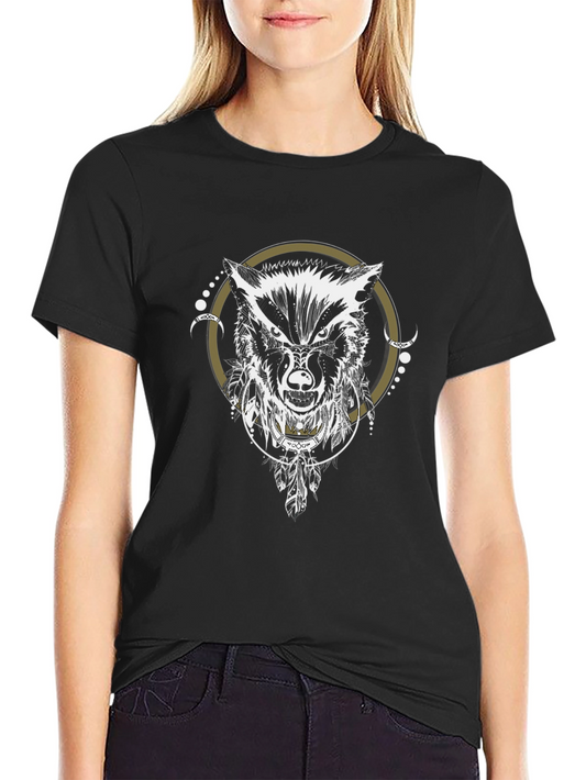 Wolf Dreamcatcher Graphic Tee - Stylish Black T-Shirt