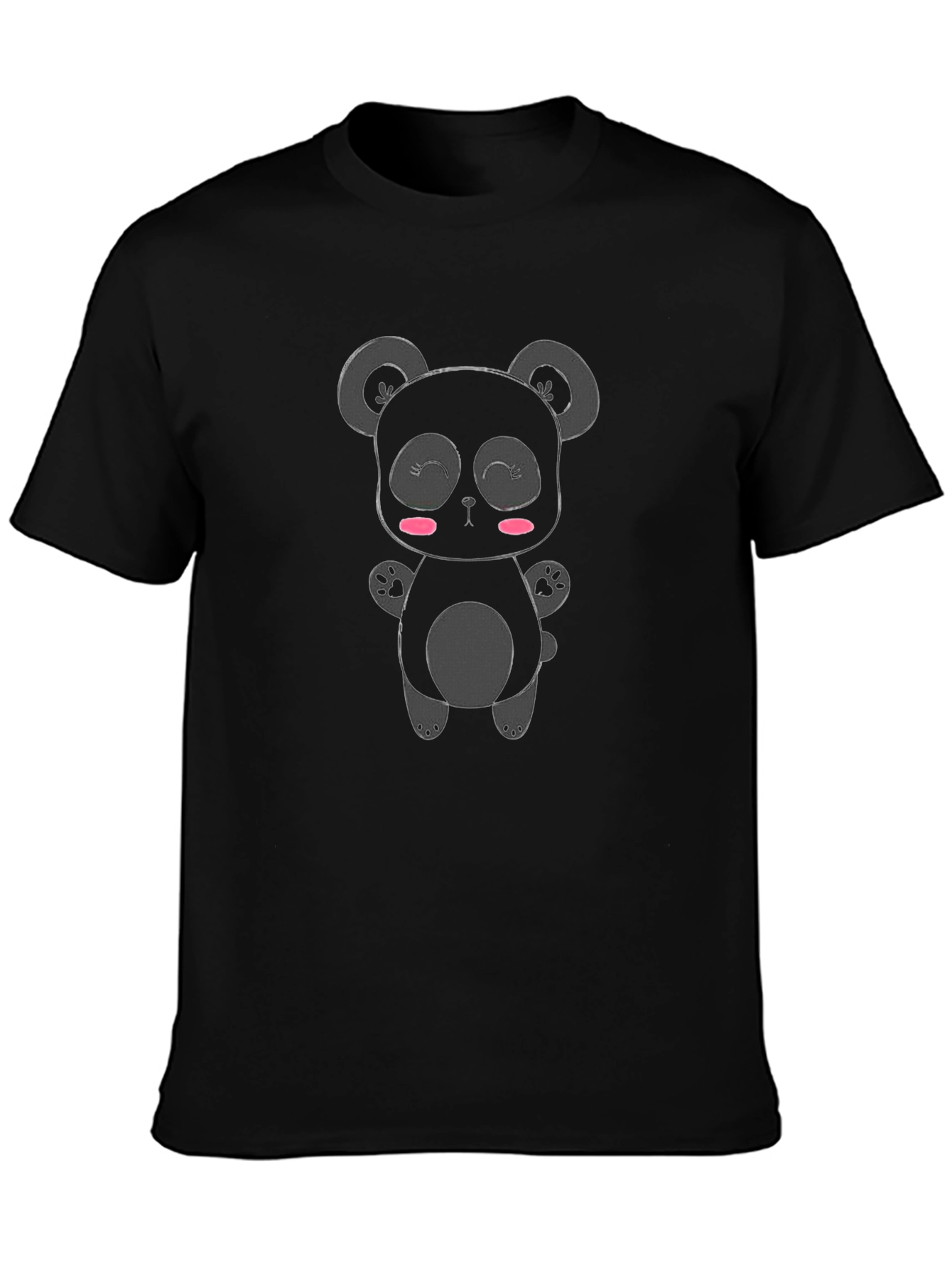 Cute Panda Bear Graphic Black T-Shirt