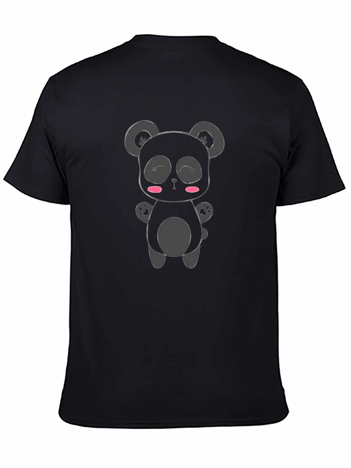 Cute Panda Bear Graphic Black T-Shirt