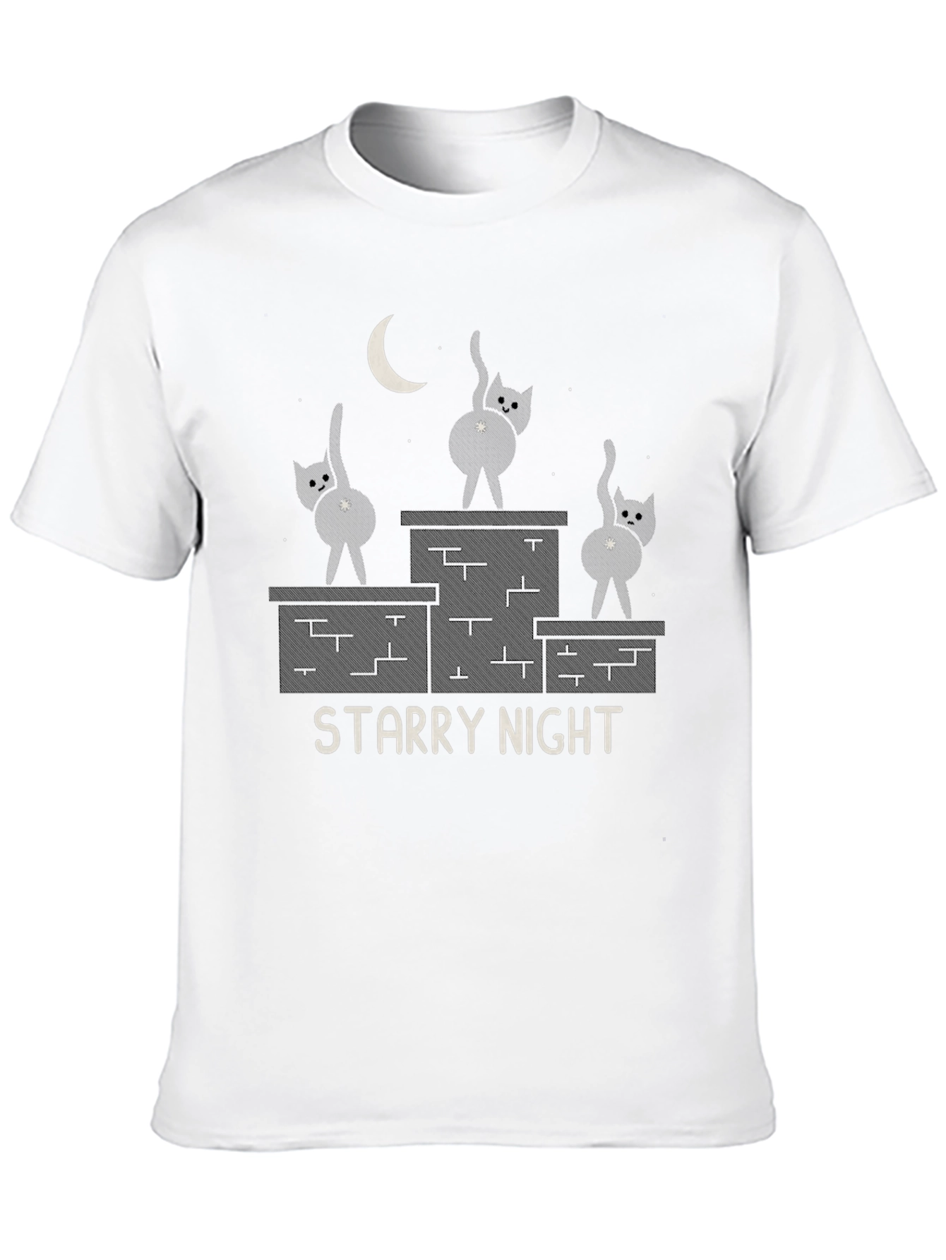Starry Night Cat T-Shirt - Funny Graphic Tee