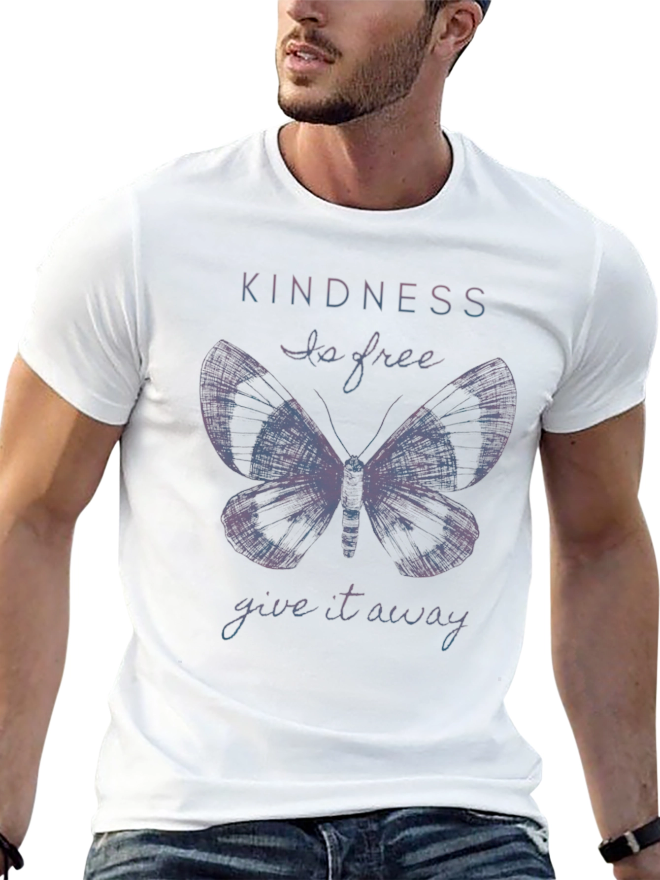 Kindness Butterfly Graphic Tee - Soft Black Cotton Shirt