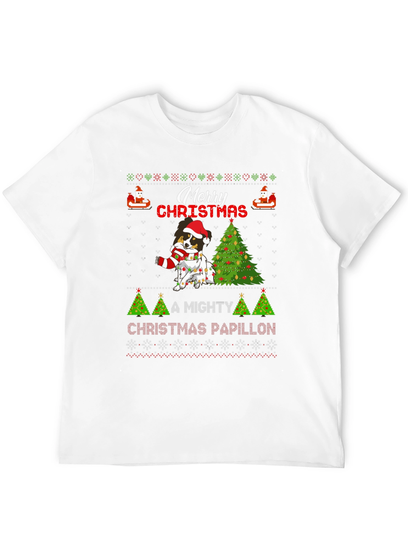 Merry Christmas Papillon Ugly Sweater T-Shirt