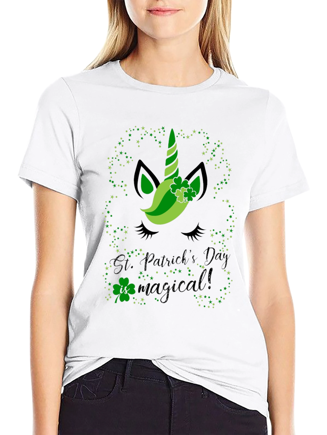 St. Patricks Day Unicorn Black T-Shirt