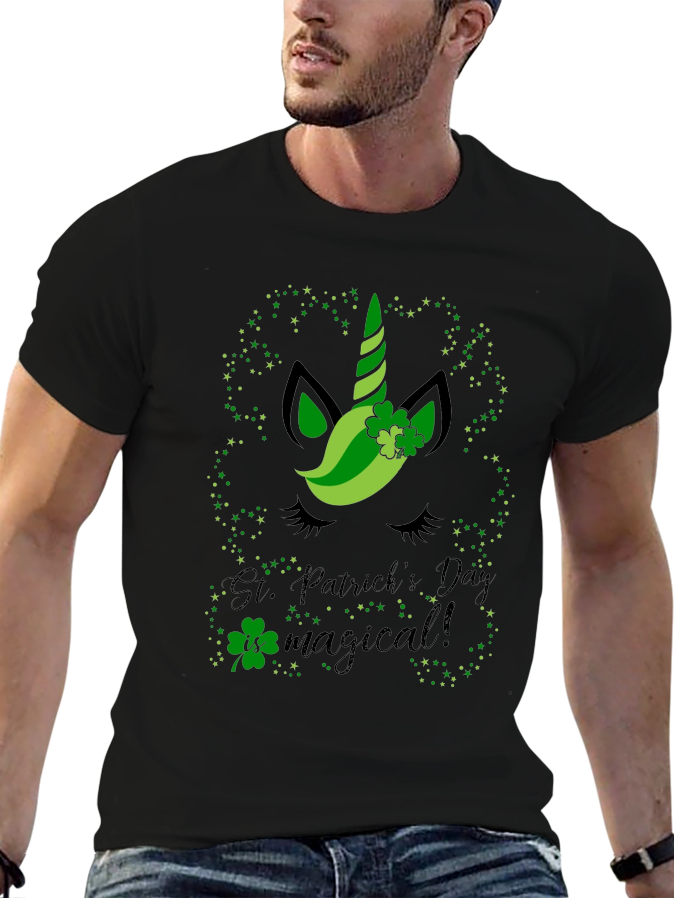 St. Patricks Day Unicorn Black T-Shirt