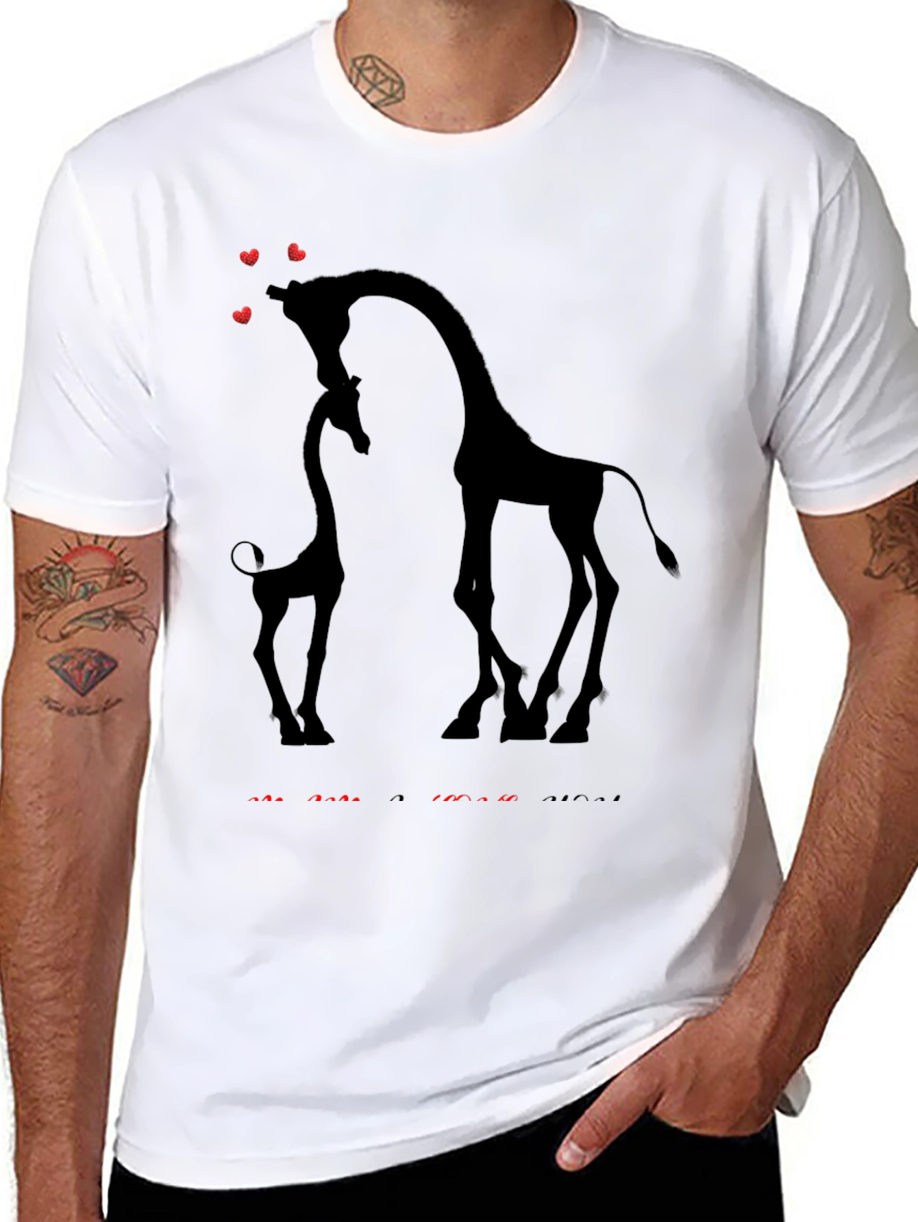 Giraffe Love T-Shirt - Black