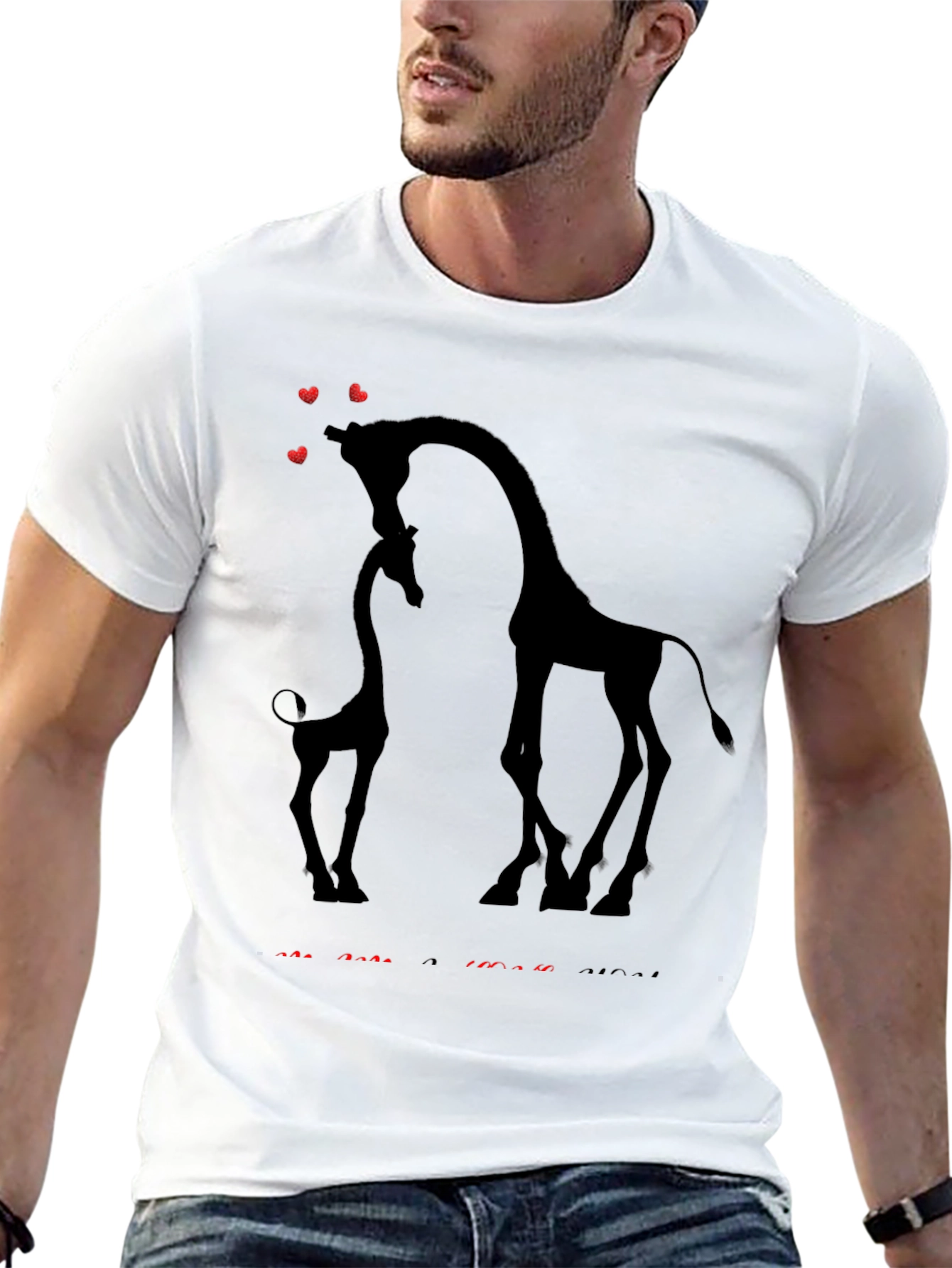 Giraffe Love T-Shirt - Black