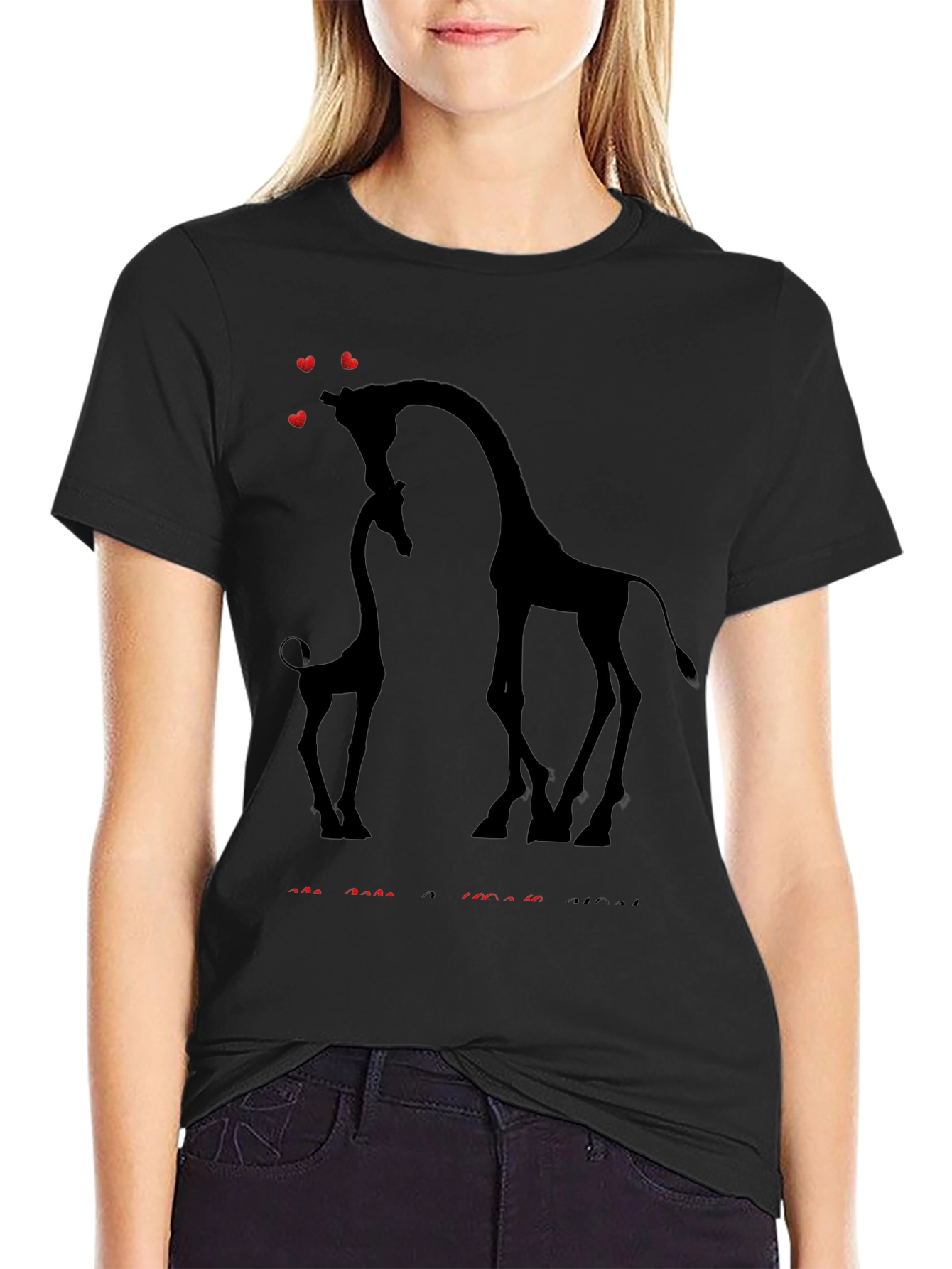 Giraffe Love T-Shirt - Black