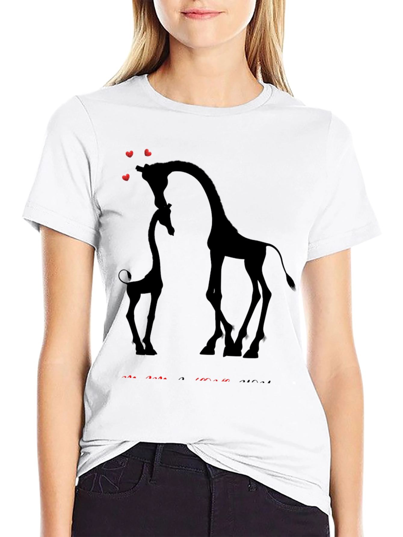Giraffe Love T-Shirt - Black