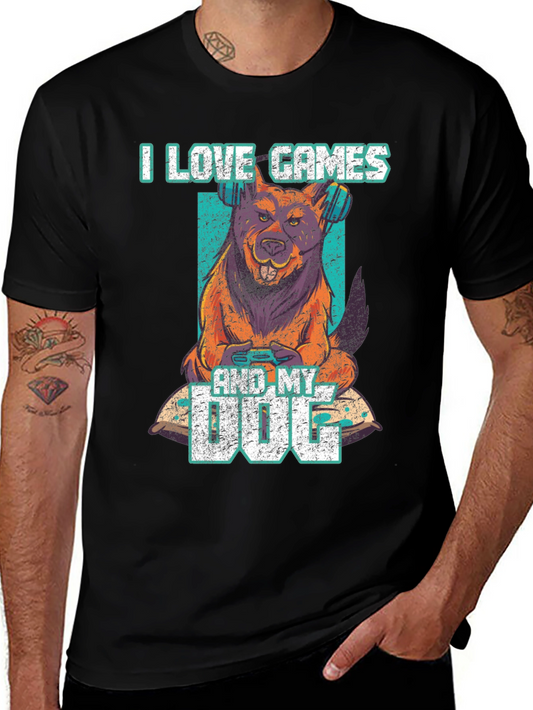 I Love Games & My Dog Graphic T-Shirt