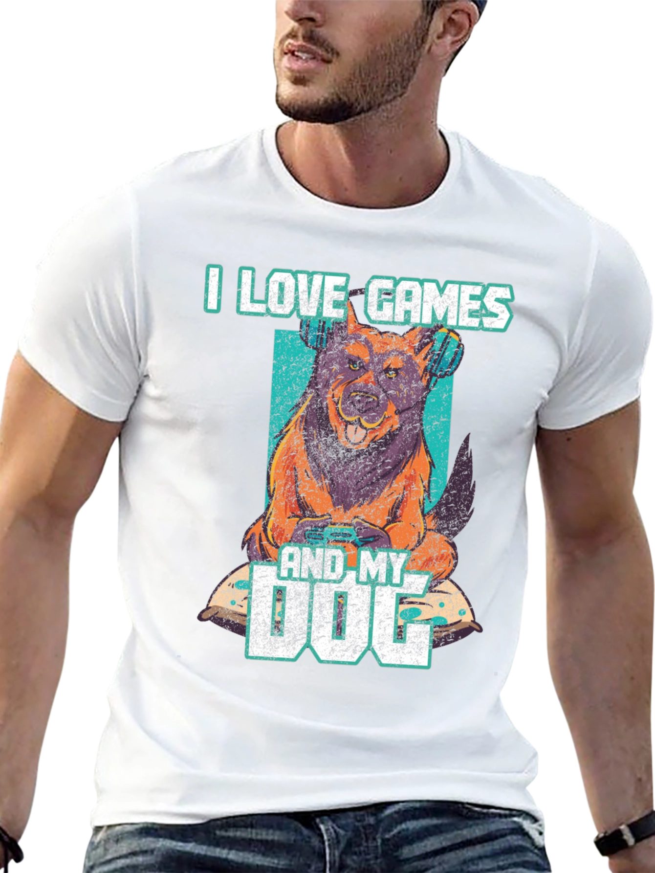 I Love Games & My Dog Graphic T-Shirt