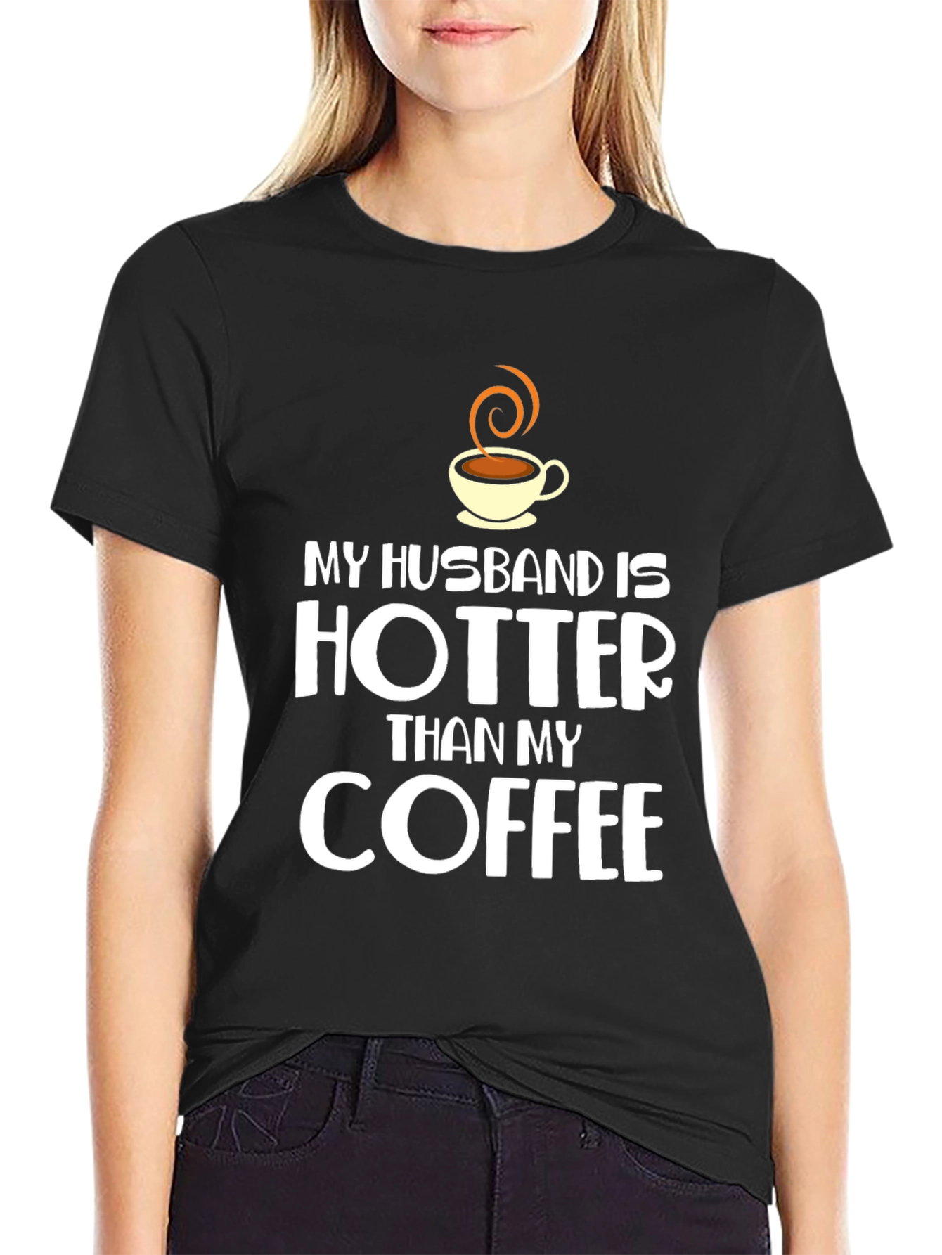 Funny Husband Hotter Than Coffee Black T-Shirt