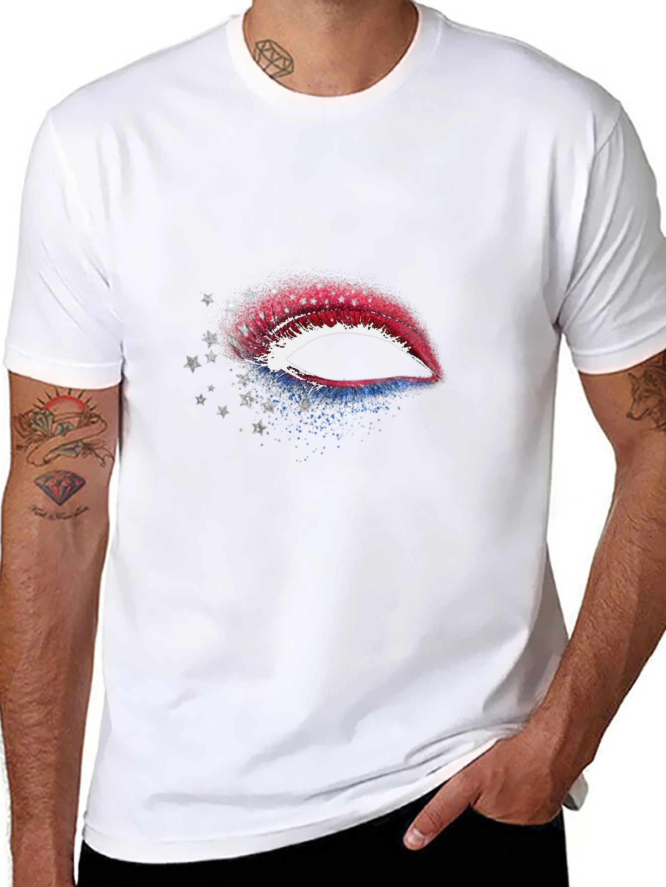 Patriotic Lips T-Shirt - USA Flag Graphic Tee