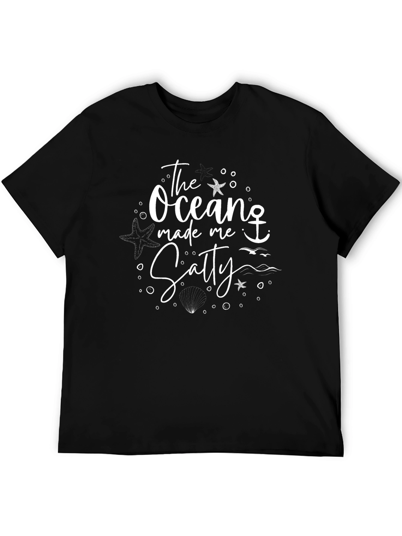 Ocean Made Me Salty Black Graphic Tee