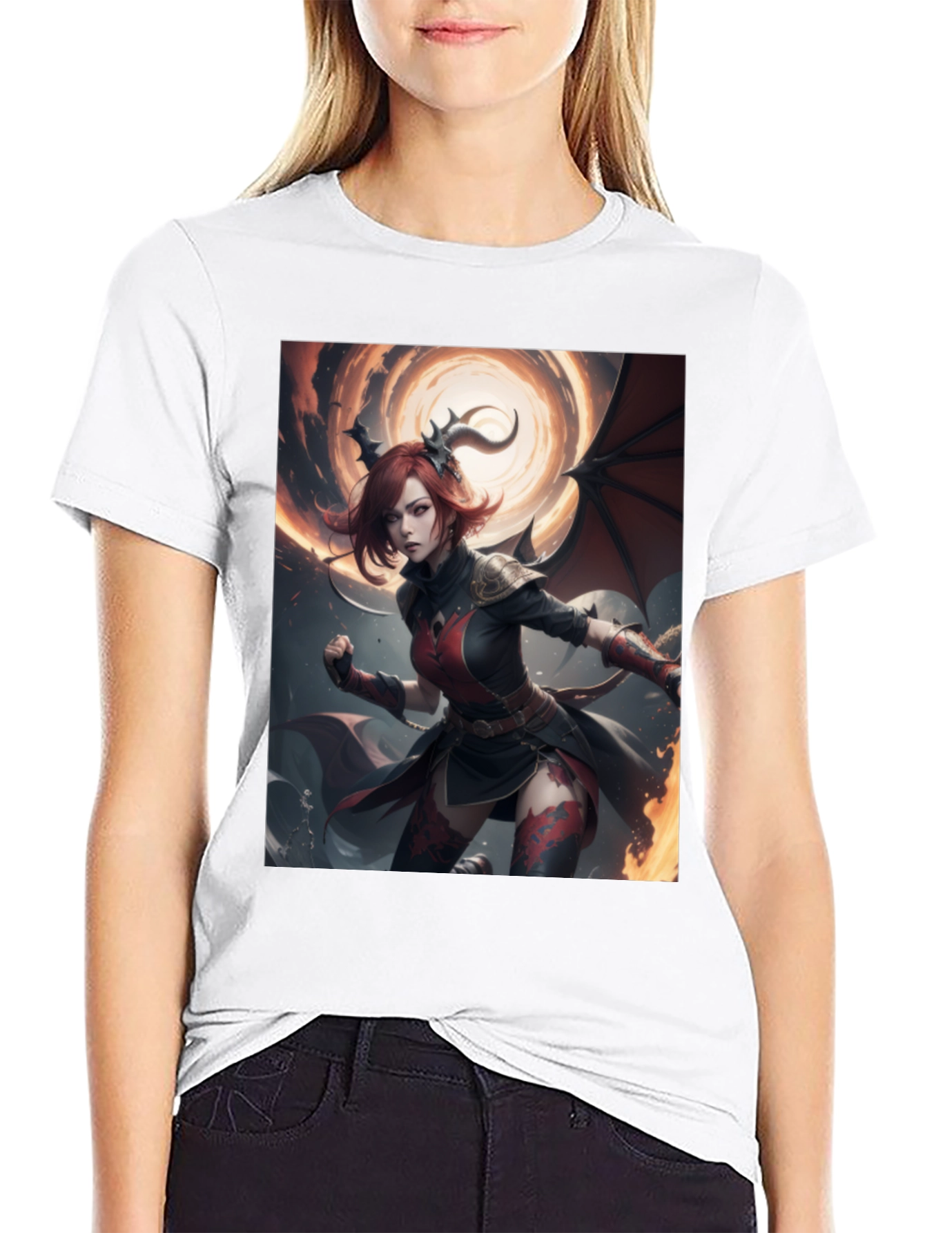 Fiery Succubus T-Shirt - Fantasy Graphic Tee