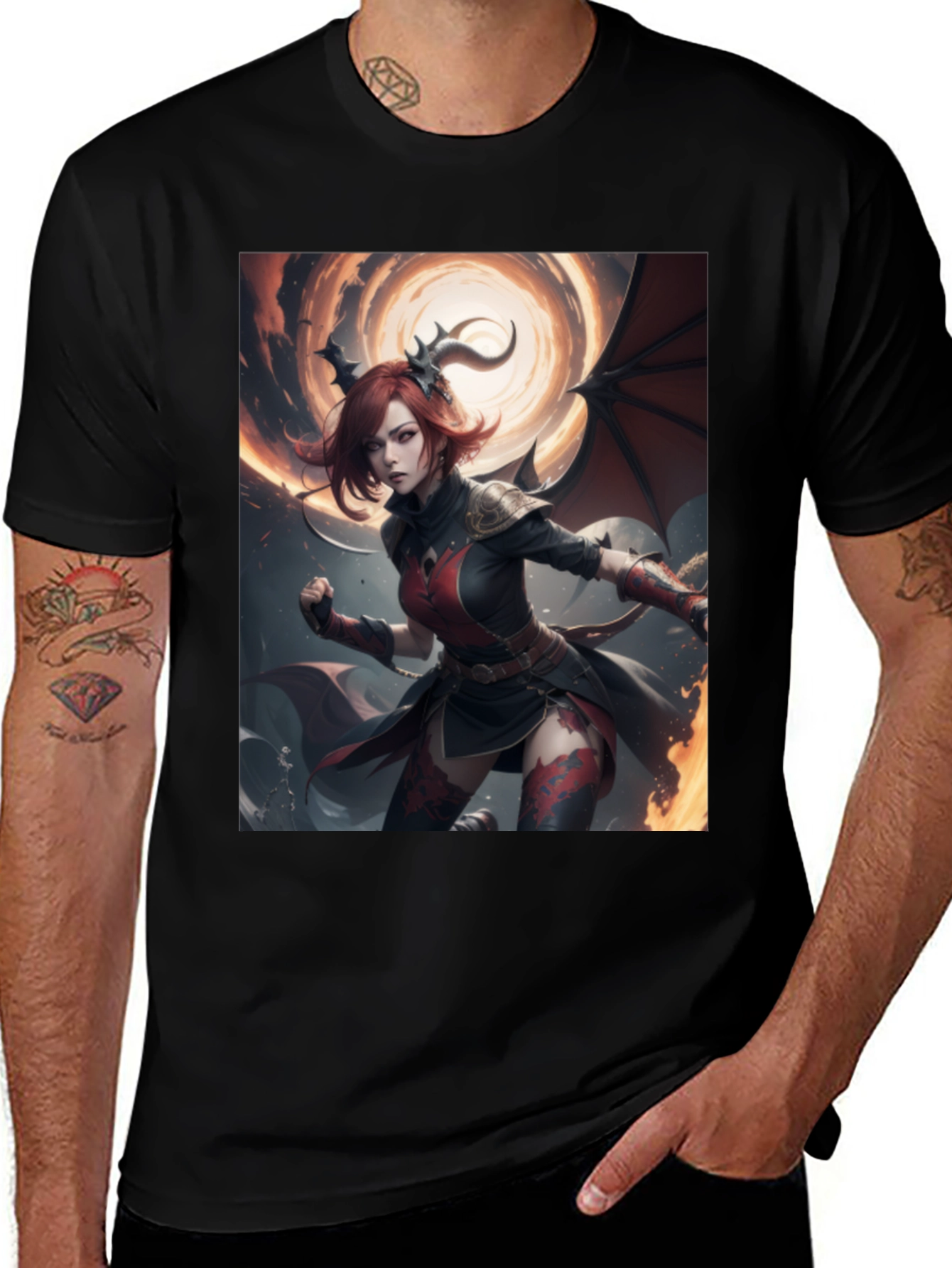 Fiery Succubus T-Shirt - Fantasy Graphic Tee
