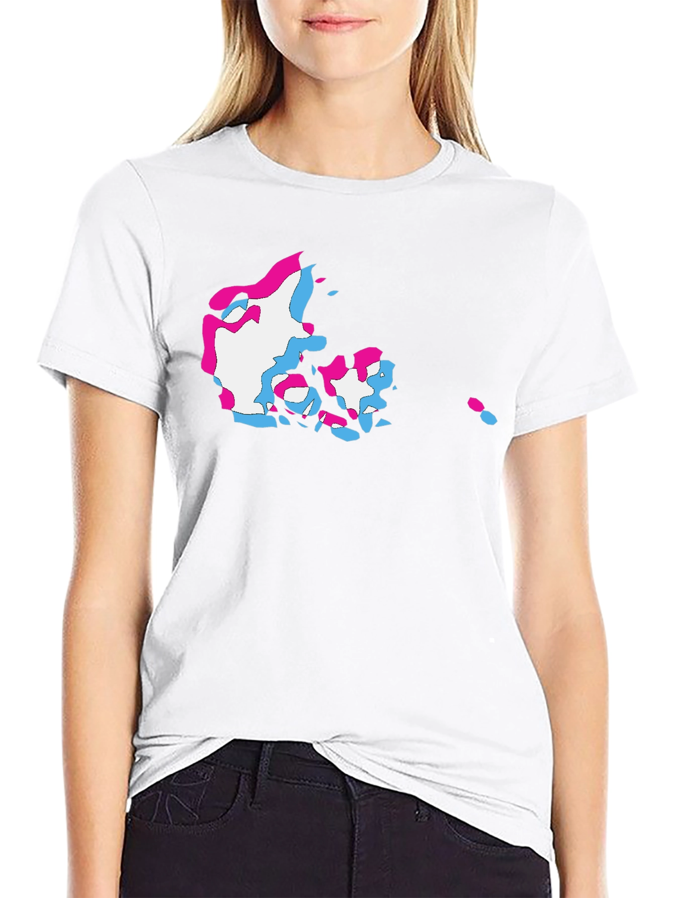 Denmark Map Glitch Style Black T-Shirt